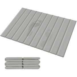 Veeloim Foldable Stone Bath Mat Covered with Nano Tech Absorbent Fabric, Quick Dry Diatomaceous Earth Bath Mat for Bathroom, Non-Slip, Compact & Easy to Clean (25 * 16 Light Grey)