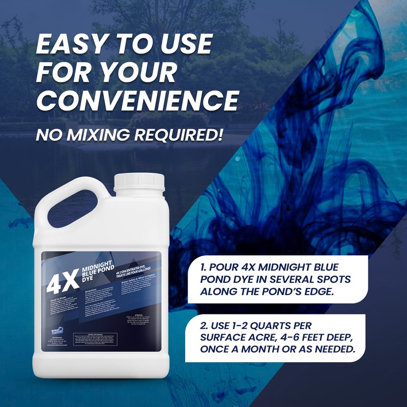 1 Gallon Midnight Blue Pond Dye, 4X Concentrate Pond Dye