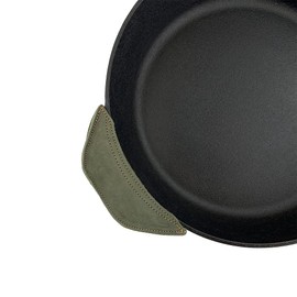 Rustic Leather Hot Handle Holder (Cast Iron Side Kick Potholder) Double Layered, Double Stitched and Handmade by Hide & Drink (Dark Jade)