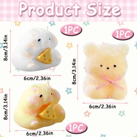 3 Pcs Taba Squishy, Cute Hamster Squishy Compact And Easy to Carry Flocking Fufu Squishy for Stress Relief Children and Adults Birthday Gifts