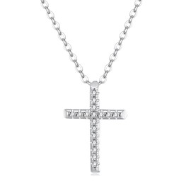 GAVU 925 Sterling Silver Necklace with Cubic Zirconia Cross Pendant for Women, 40 + 5 cm, Cubic Zirconia, Cubic Zirconia