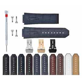 Ewatchparts Leather Rubber Watch Band Strap Compatible With 44-45-48mm Hublot Big Bang With Screws, Screw Driver, And Buckle