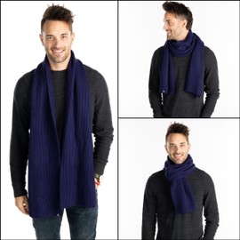 Funky Junque - Bufanda para hombre, de punto acanalado, para invierno, para clima frío, unisex, grueso, largo, suave, calentador de cuello, Azul marino, Talla única