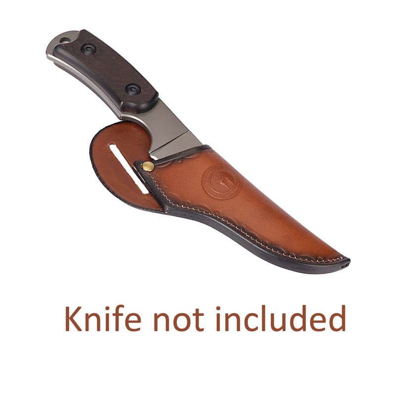 Leather Angled Draw Knife Sheath 2inch Belt Loop Fixed Blade
