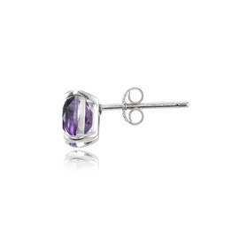 Sterling Silver 6mm Cushion-Cut Amethyst Stud Earrings