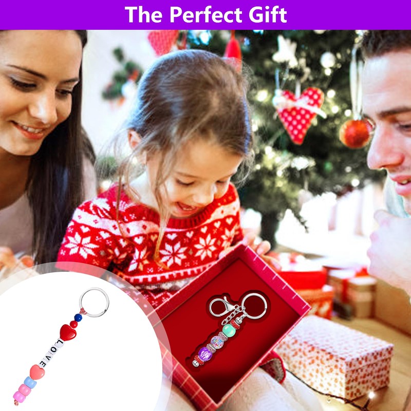 886 Pcs DIY Bead Keychain Making Kit Beadable Keychains Kit