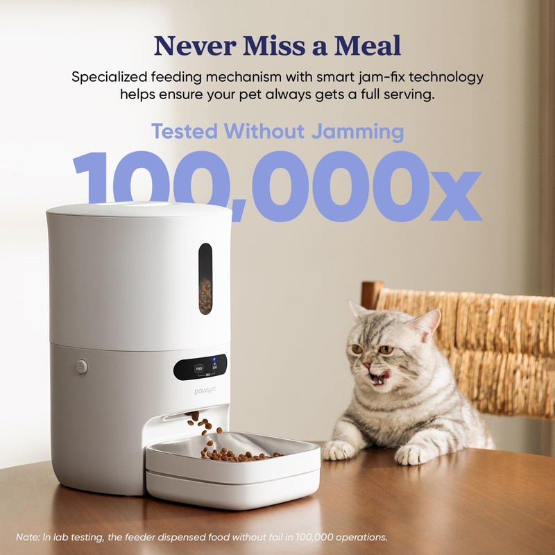 PAWSYNC Automatic Cat Feeder,WiFi Smart Scale Tracks Pet's Food Intake,