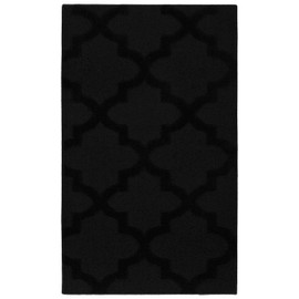 Garland Rug Quatro Black 3' x 5' Cut-Loop Trellis Area Rug –Soft, Comfortable, Stylish & Budget-Friendly Rug in a Beautiful Solid Black