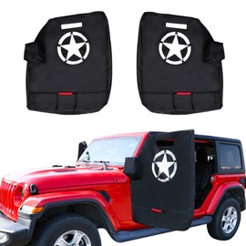 RERPRO Door Storage Bags Compatible with 1976-2025 Jeep Wrangler YJ TJ JK JL 4XE Gladiator JT Accessories Car Doors Storage Cover with Hangers Design, Hinges Cut, Mirror Organizer Bag, Handles, 2 Pack