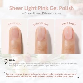 GAOY Sheer Light Pink Gel Nail Polish, 16ml Jelly Milky White