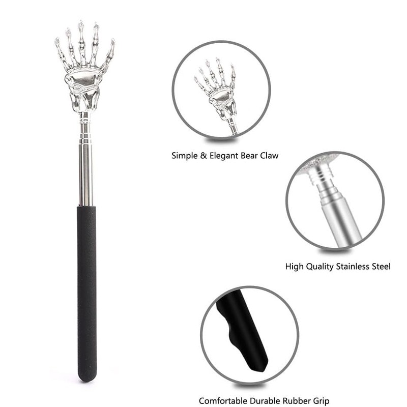 2 PCS Back Scratcher Extendable, Stainless Steel Back Scratcher for