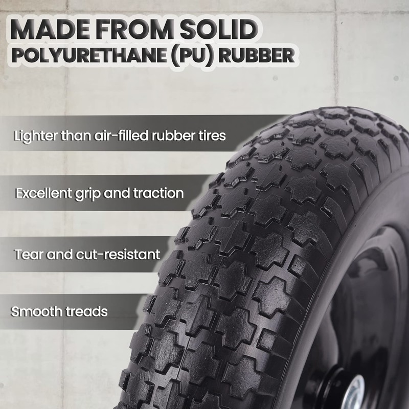AR-PRO 4.80/4.00-8" Flat Free Tire and Wheel - 14.5" Solid