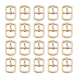 FSSTUD 20 Pcs Small Metal Roller Buckles Single Prong Belt Buckles Mini Sewing Webbing Buckle Adjustable Shoe Buckle Replacement Hardware Pin Buckles Center Bar Buckles for DIY Craft Golden
