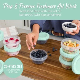 Bentgo Prep - 20 Piece 8 oz Leak-Proof Deli Containers with Lids, Food Storage for Meal Prep, Airtight, Twist-Top, Reusable, BPA-Free, Stackable, Microwave, Freezer, & Dishwasher Safe (Honeydew)