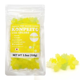 Japanese Tiny Suger Candy KONPEITO with COLORS YELLOW artificially flavored (lemon, banana, pineapple, muscat grape, grapefruit) 3.5oz(100g) Made in JAPAN