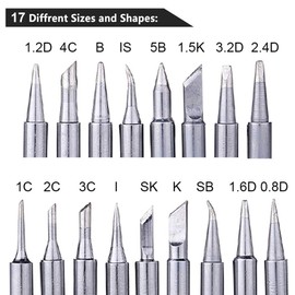 Gasea 17pcs 900M-T Soldering Tips Replacement Lead-Free Solder Iron Tips Kit for Hakko, Radio Shack, TENMA, ATTEN, Quick, Aoyue, Yihua Solder Station