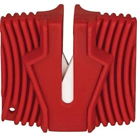 SZCO Portable Ceramic Knife Sharpener – Compact Pocket Blade Sharpener with Grooved Design & Lanyard Hole – Ceramic Pocket Sharpener Red