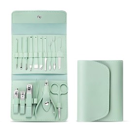 Hidak 16 Pieces Stainless Steel Manicure Set Kit Nail Clipper Kit Nail Care Tools for Hand & Feet - Nail Clippers Pedicure Professional Grooming Kits for Facial Care Hand Care Foot Care Pack of 1