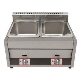 2-Pan Commercial Food Warmer, 2 x 6L Propane/NG Gas Fryer Catering Food Warmer Steam Table Stainless Steel Countertop Food Warmers for Parties Catering Restaurants Buffet (2-Pan)
