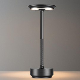 Rechargeable Cordless Table Lamps, Portable 5000mAh Outdoor Table Light, 3 Color Stepless Dimming LED BedsideTable Lamp with Memory Function, Battery Lamp For Kitchen/Dinner/Patio/Restaurant(Black)