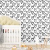 Wallderful Black and White Wallpaper Modern Scrawl Heart Wallpapers Peel