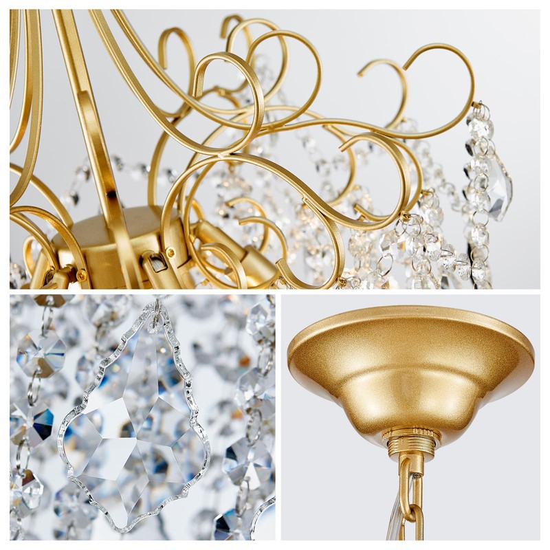 WUZUPS Crystal Chandelier 5-Light Pendant Ceiling Light Modern Lighting Fixture