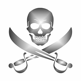 AMA SHOP Pirate Skull Prespaced Sticker Silver | Car Stickers | Sticker for Helmet, Motorcycle, Camper | PVC Sticker for Wall Decal Wall Mural