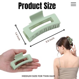 HQ-SITE 12 Pcs Sage Green Hair Claw Clips for Women, 3.5 Inch Matte Square Jaw Clips, Non-Slip Medium Hair Accessories for Bridesmaids, Wedding Guests, and Daily Styling