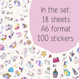 Pack of 100 Unicorn Stickers, Cute Vinyl Decals for Kids, Waterproof, Scratch Resistant, Ideal for Water Bottles, Laptops, Scrapbooks, and Journals