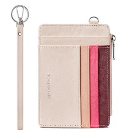 BOSTANTEN Small Wallet for Women RFID Leather Credit Card Holder Slim Wristlet Keychain Wallet with Zipper Pocket