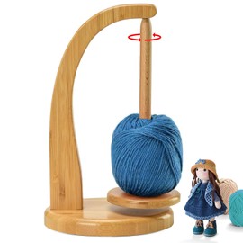 Hengrongshen Wool Unwinder for Crochet, Wooden Wool Ball Holder, Magnetic Rotating Wool Holder, Rotating Yarn Holder, Yarn Roll Holder, Knitting Accessories for Knitting Lovers (Natural Wood Colour)