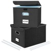 Upgrade File Organizer Boxes with Lids, Huolewa Collapsible Linen Hanging Filing & Storage Boxes with Plastic Slide for Office/Decor/Home, Filling System for File/Folders/Document Storage -2 Pack