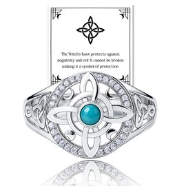 MDJY S925 Sterling Silver Witches Knot Ring for Women, Celtic Witch Ring with Turquoise & Moon Phase, Hypoallergenic Pagan Wiccan Spiritual Jewelry Gift for Her (9)