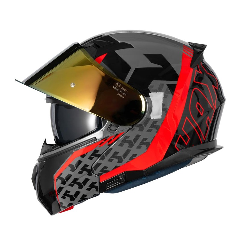 HAX Amatista Modular Flip-Up Dual Visor Motorcycle Helmet - DOT/ECE