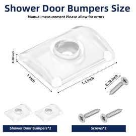 Glass Shower Door Bumpers for Glass Sliding Doors, Wall Jamb Bumper with Screws for Use with Sliding Tub Enclosure Sliding Shower Door Replacement Parts 2pcs