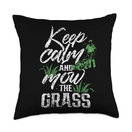 Gardening Lawn Care Lawn Mowing Landscaper Keep Calm Grass Cut Mower Mowing Lawn Throw Pillow, 18x18, Multicolor