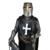 Ebros Black Cloaked Crusader Knight Of The Cross with Sword