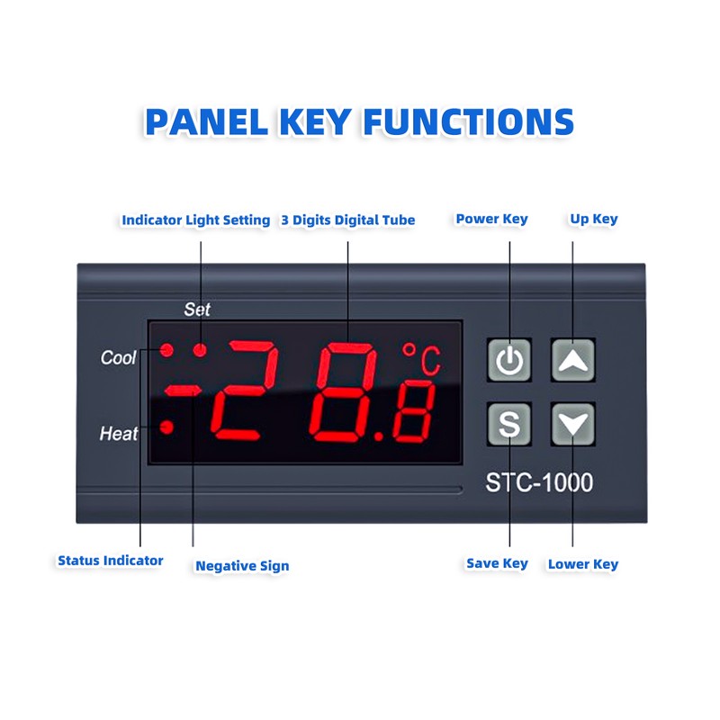 Smart Temperature Controller NTC Sensor Adjustable Digital Display Thermostat 220VAC