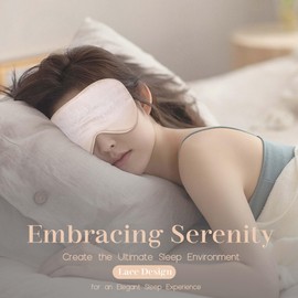 KIARYUOLL Lace Silky Sleep Mask, 1 Count Black Silky Fabric with Adjustable Strap for Sleeping, Light Blocking Elegant Gifts for Women