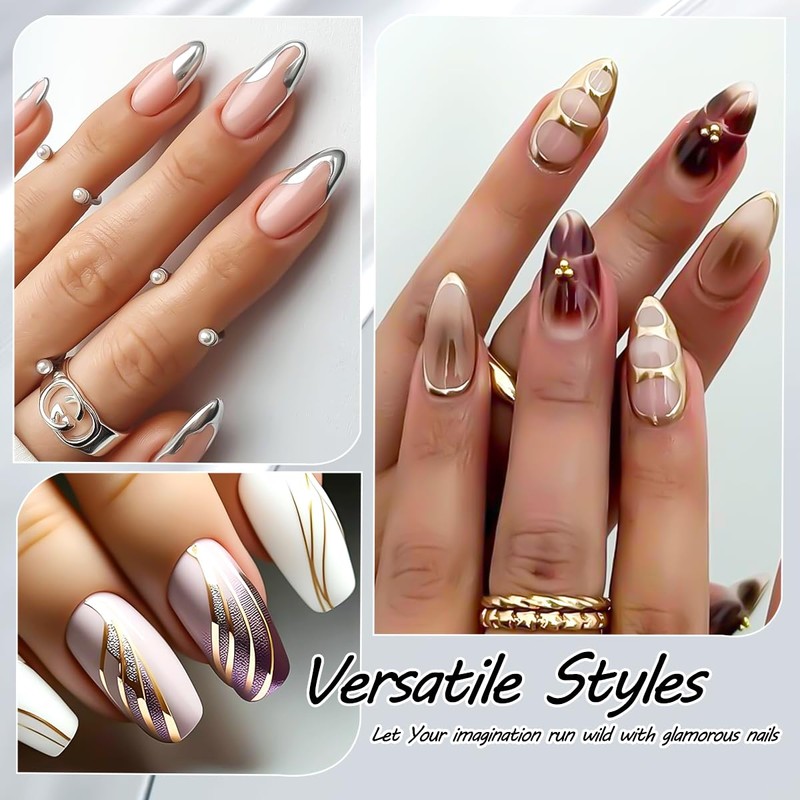 SUTOZMIWE Chrome Gel Nail Polish Set, 3D Metallic Gel Nail