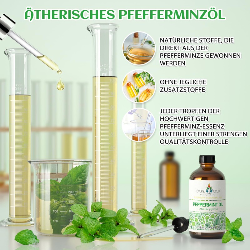 EVOKE OCCU Pfefferminz ätherisches Öl 118ml, reines Pfefferminzöl für Haut