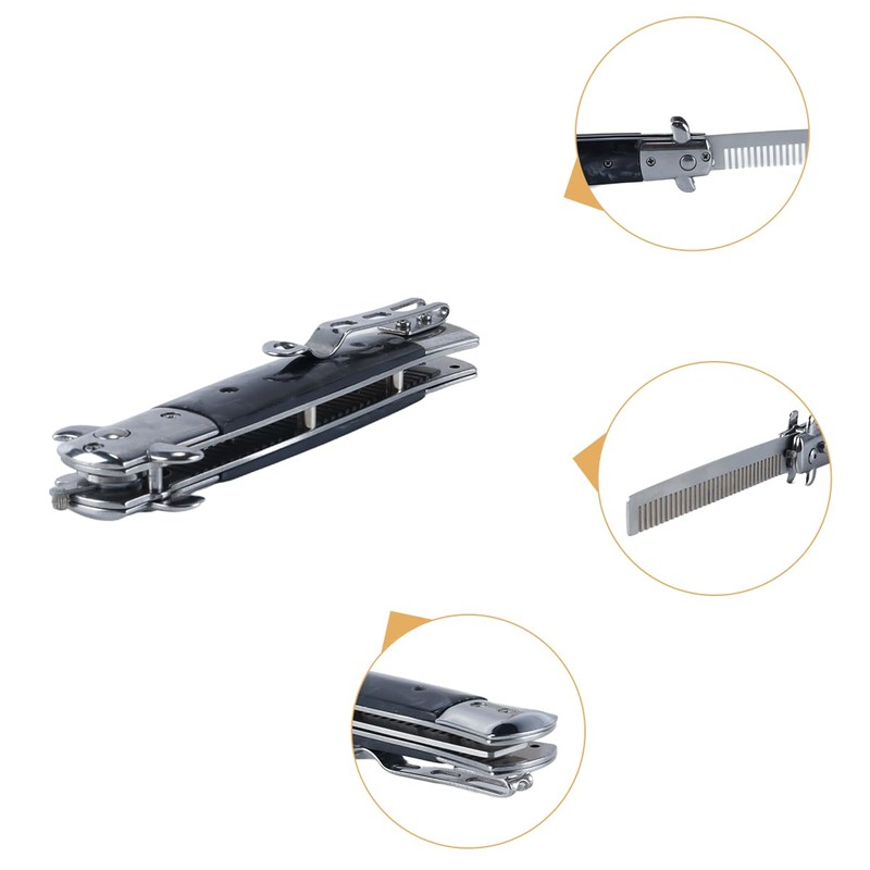 Ausi Stainless Steel Spring Comb Foldable Pocket Brush Oil Hair