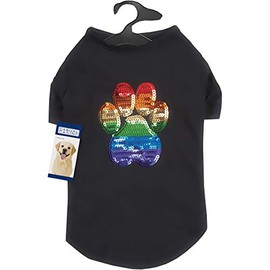 Casual Canine ZM5710 20 Puppy Pride Sequin UPF40 Tee Shirt for Dogs, Large, Black