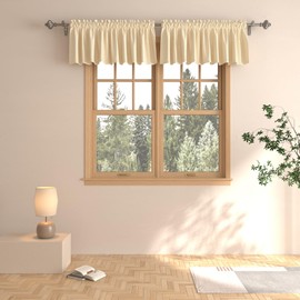 UPOPO - 2 cortinas de cenefa beige de 18 pulgadas para oscurecer la habitación, cortinas de cocina, cenefas de baño, sala de estar, triple tela, cortas, mini ventana para recámara, bolsillo para barra de 52 x 18 pulgadas