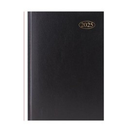 2025 A5 Week To View Padded Hardback Diary with Ribbon Page Marker - Black