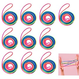 10-Pack Cat Cradle String Fingering Toy Supplies Rainbow Color Cat Cradle String Games,Chinese Finger String Games Toy for Kids, Adults, Children's Day