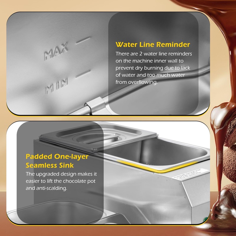 Dyna-Living Chocolate Melting Pot 2-Tanks Commercial Chocolate Tempering Machine Chocolate