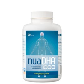 Nua Biological NuaDHA 1000 in Capsules, Dietary Supplement Based on DHA (Docosahexaenoic Acid) - Omega-3 from Blue Sea Fish - 90 Capsules in Triglyceride Form (1000 mg DHA/Capsule)