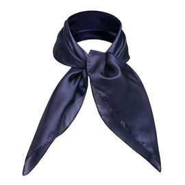 Basic Sense Plain 100% Genuine Mulberry Silk Small Square Scarf, 55 x 55cm (21.5 x 21.5 inches), Navy