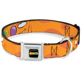 Buckle-Down Seatbelt Buckle Dog Collar - CatDog Stretch/CATDOG Logo - 1" Wide - Fits 15-26" Neck - Large